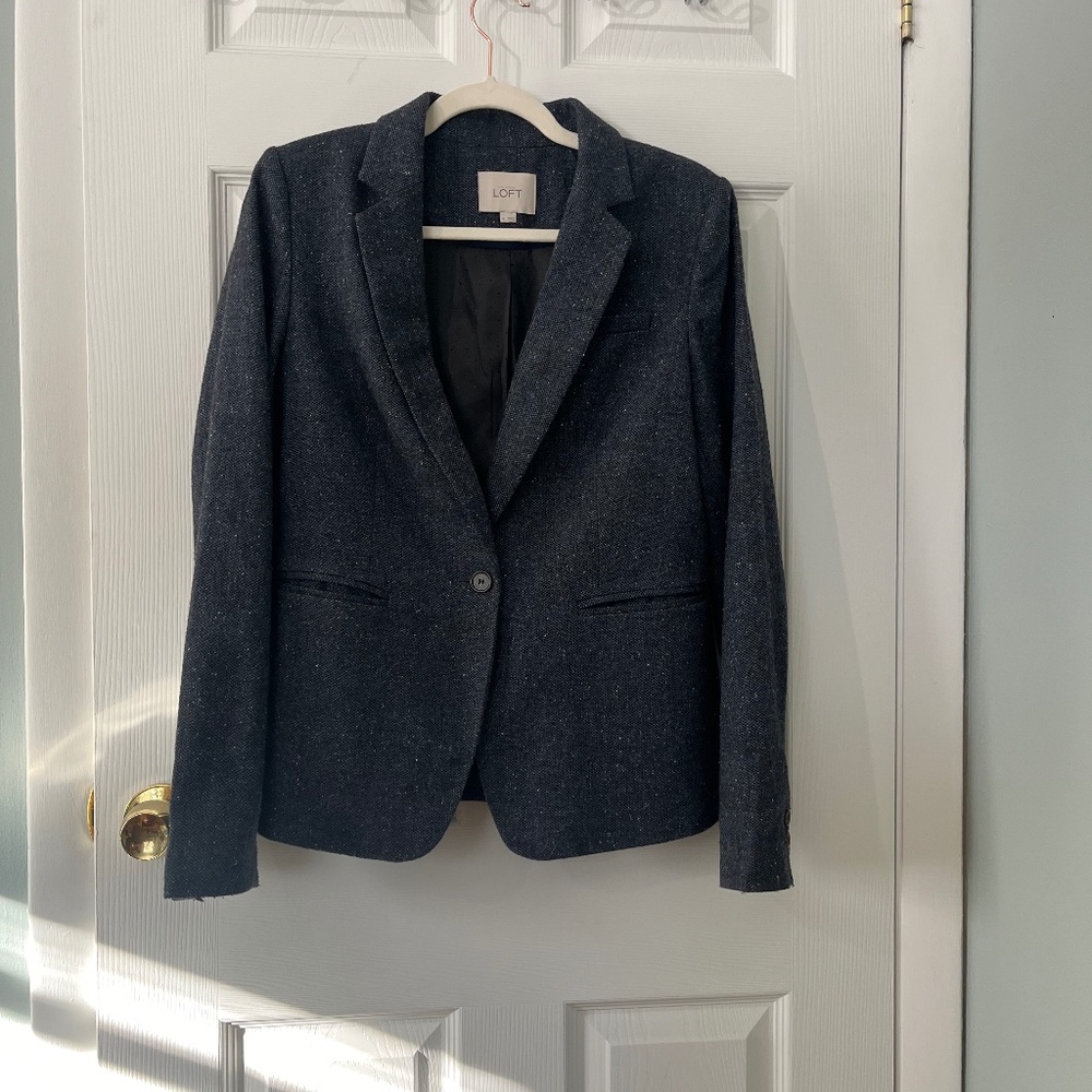 Women’s wool blend blazer, navy, LOFT